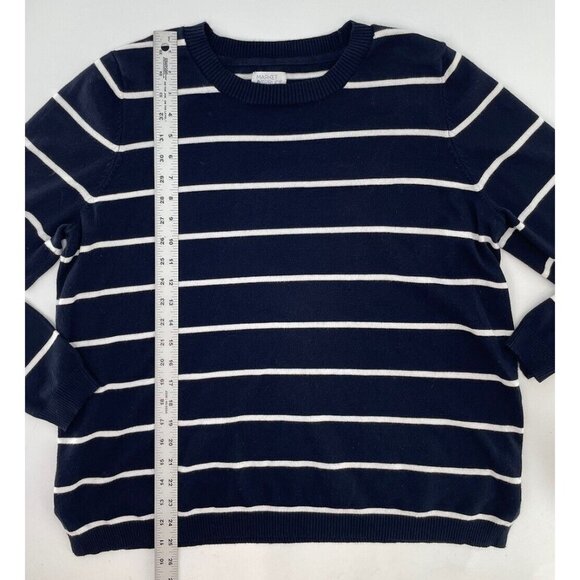 Market & Spruce Women's Aubree Elbow Patch Sweater Navy Striped Size 1x - Picture 10 of 11